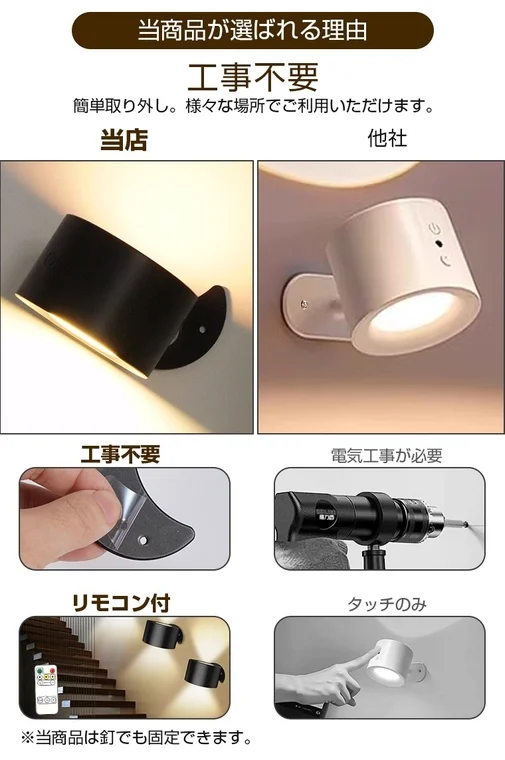 No-Drill Easy Installation Wall Light