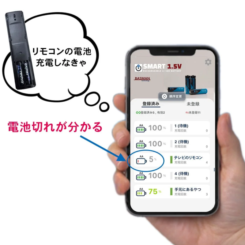 BASMAN 3 App Interface showing low battery notification