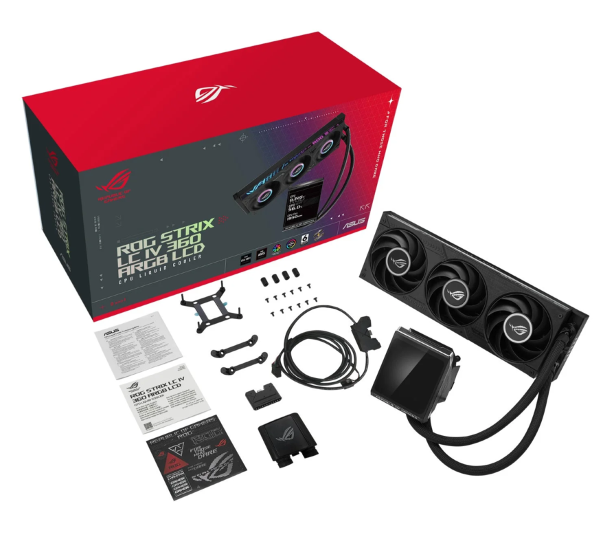 ROG STRIX LC IV 360 ARGB LCD Box and Components