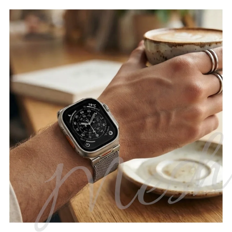 Close-up of hand with Apple Watch