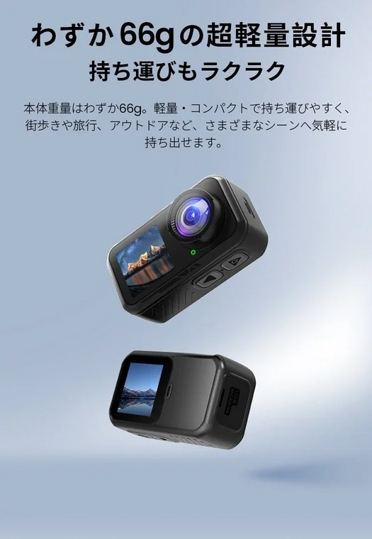 Lightweight 66g action camera