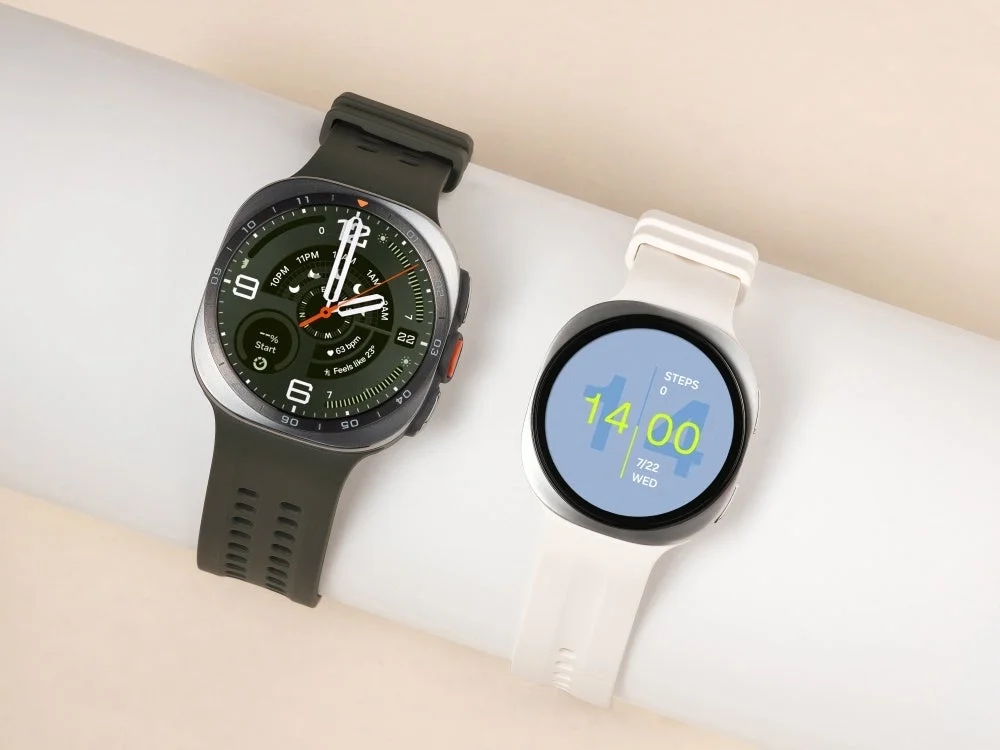 Two Samsung Galaxy smartwatches