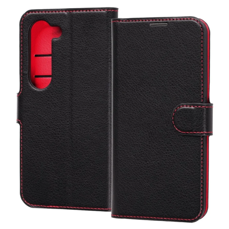 Black and Red Notebook Type Leather Case