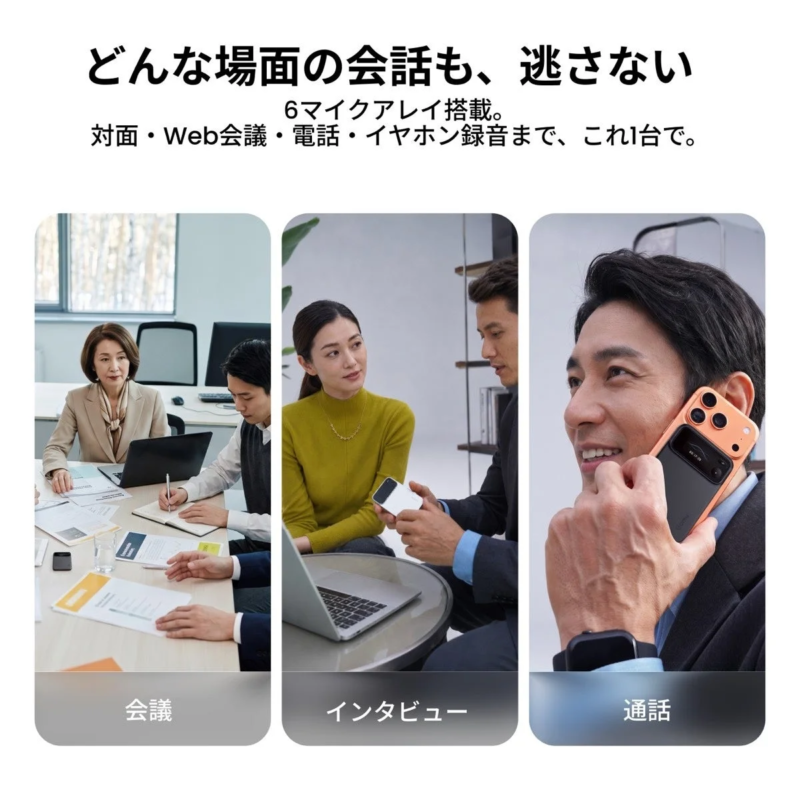 Image of a device with 6 microphones, indicating use in various meeting scenarios