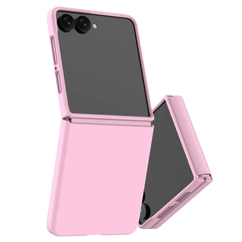 Pink folding smartphone with case