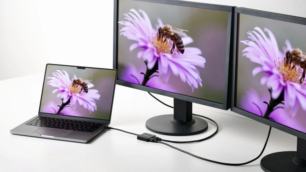 Laptop with 2 external monitors