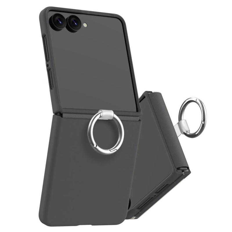 Dark grey folding smartphone with ring holder case