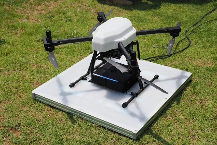 Drone on landing pad