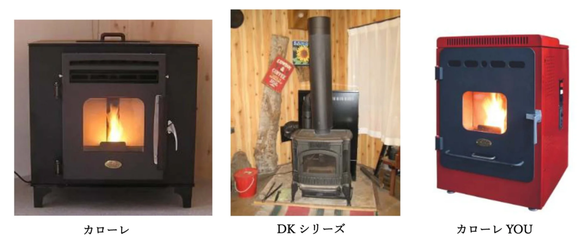 Different types of stoves including Calore DK series