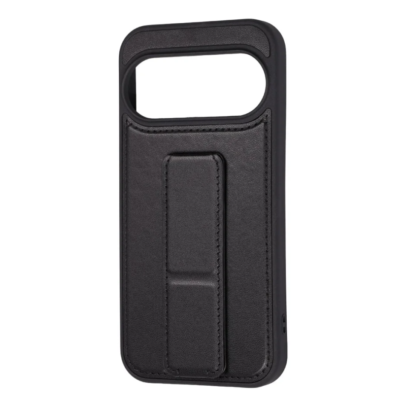 Black Leather-like Smartphone Case with Stand Function
