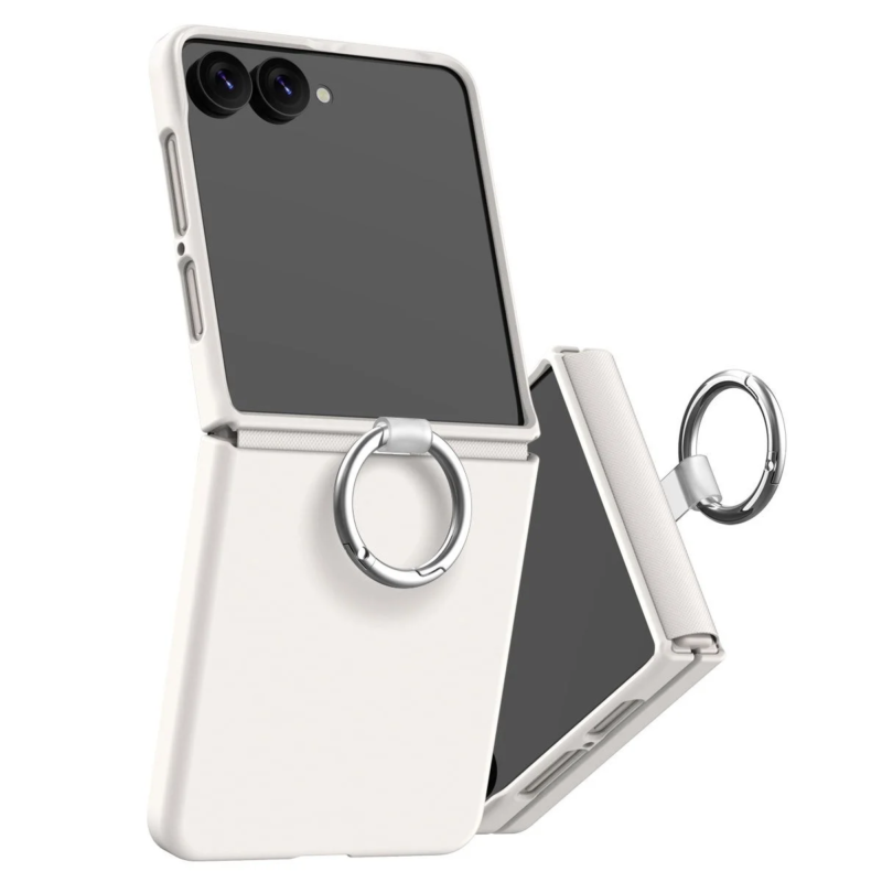 White folding smartphone with ring holder case