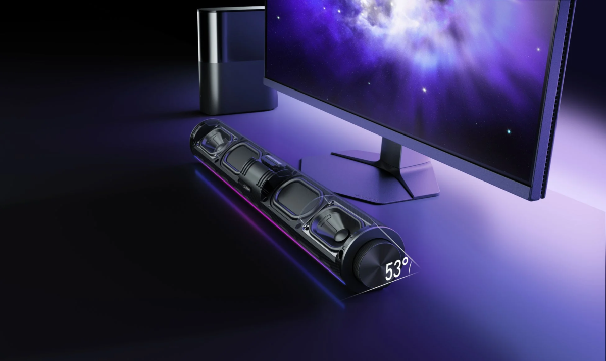 Speaker with Monitor and Space Wallpaper