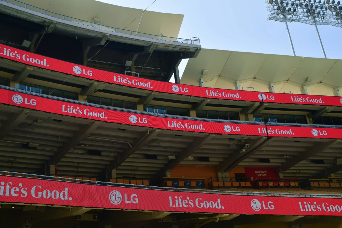 LG LED display ads at stadium