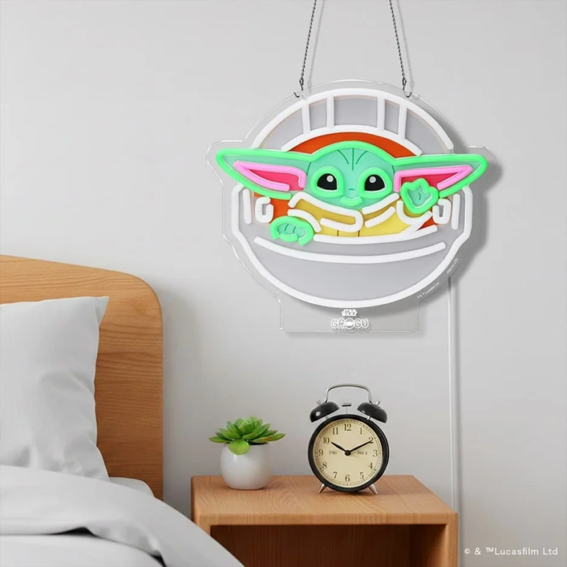 Grogu Neon Light on Wall