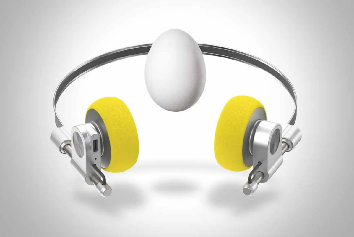Egg and headphones