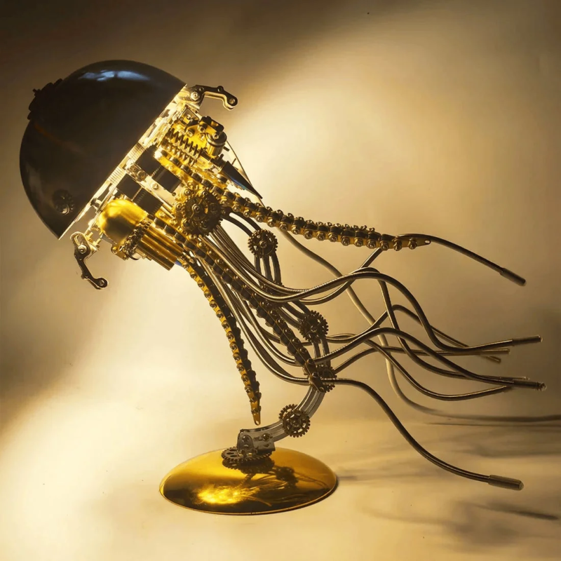 DIY Steampunk Jellyfish 3D Metal Puzzle Lamp