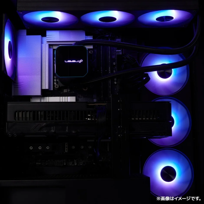 Internal view of a gaming PC with RGB lighting