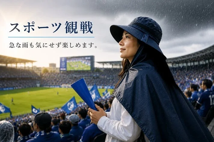 Woman watching sports in rain
