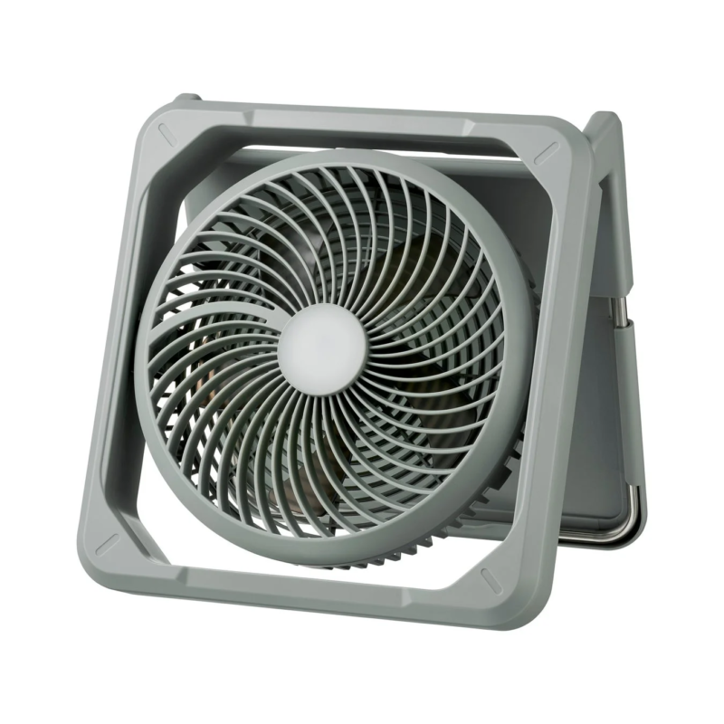 Square grey portable fan on a white background