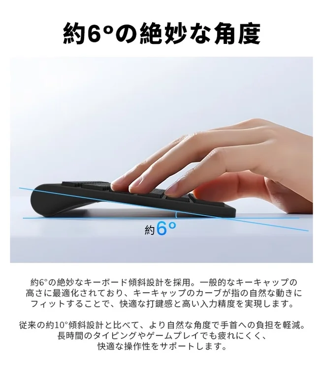 Ergonomic 6 Degree Tilt