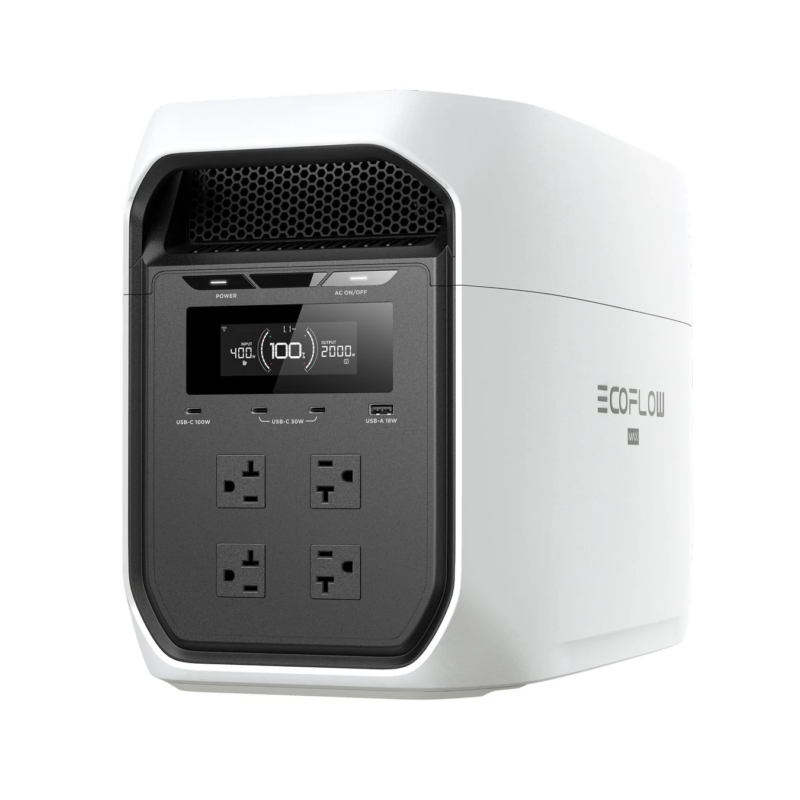 Front view of EcoFlow MAX with ports and display