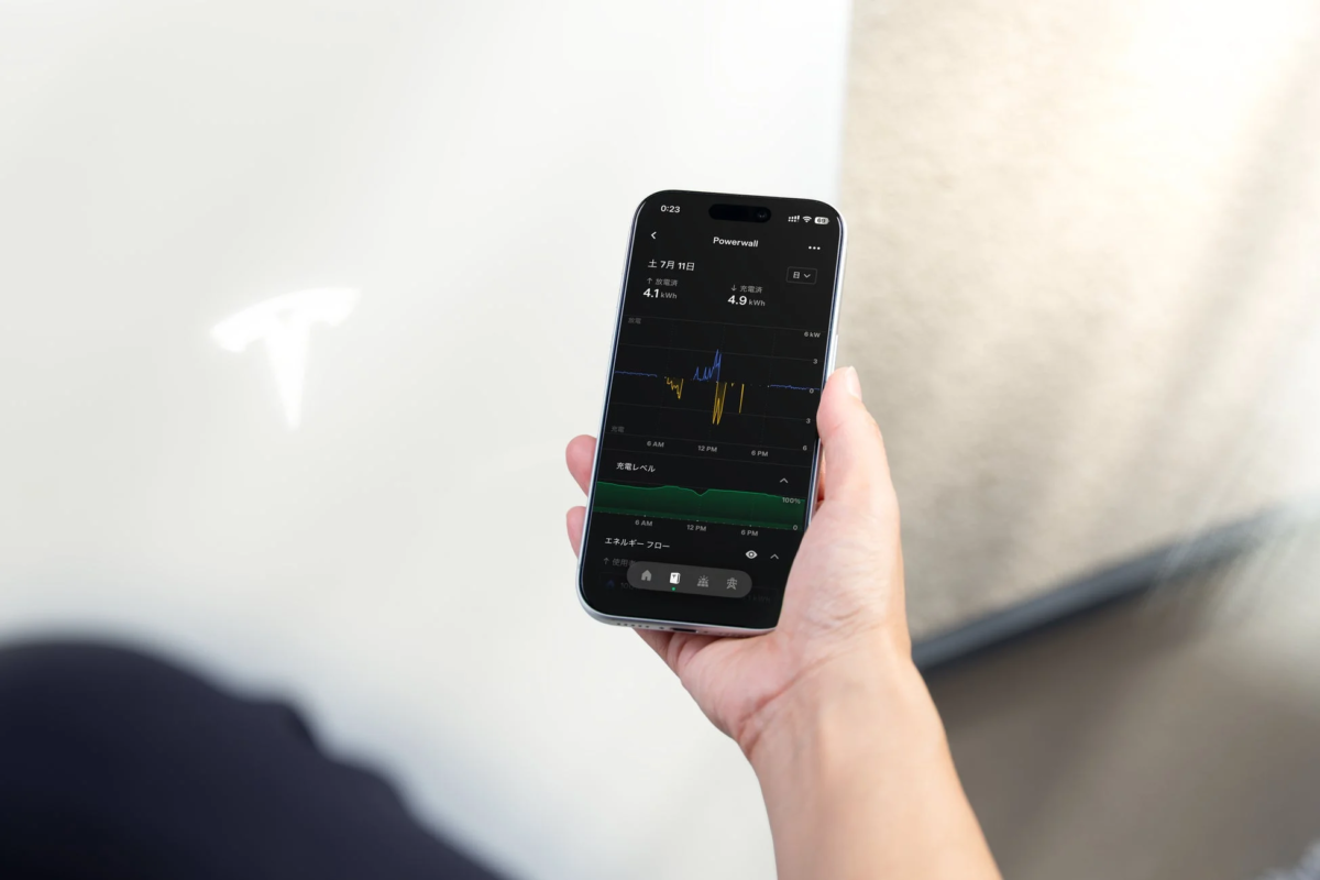Tesla App showing Powerwall charge/discharge graph