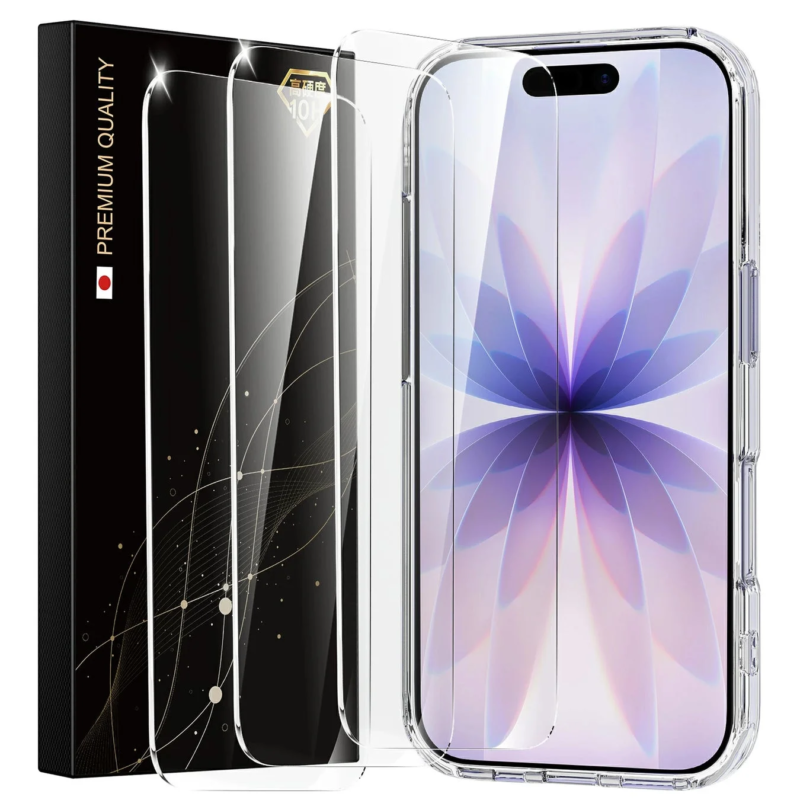 Premium Quality Glass Film and Clear Case Set
