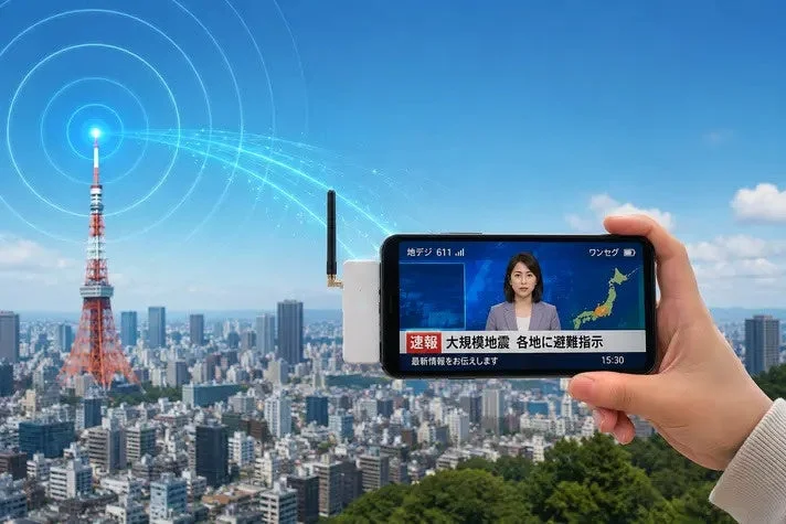 Smartphone displaying emergency news with Sonae Denpa