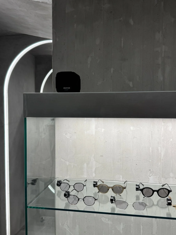EDIFICE store interior with sunglasses display
