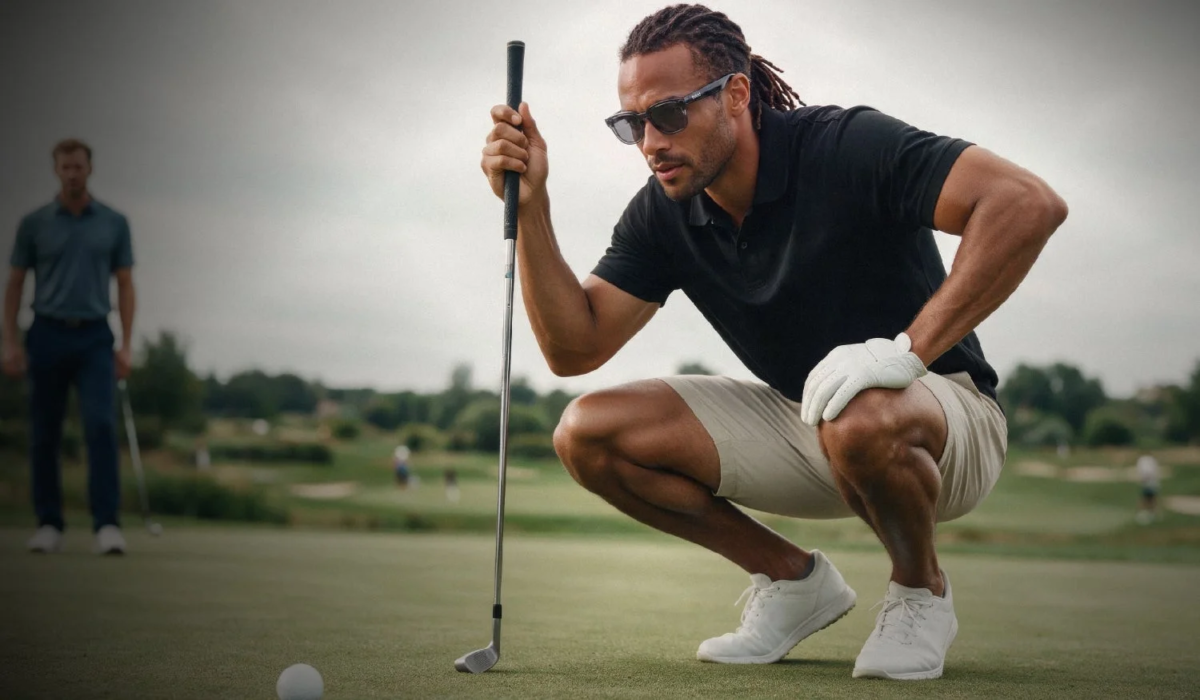 Golfer putting, showing AI caddy use case