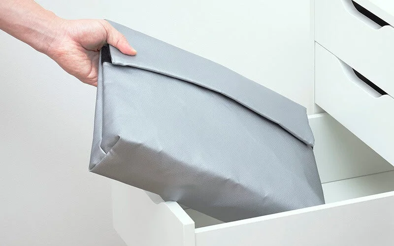 Case stored in a drawer at home