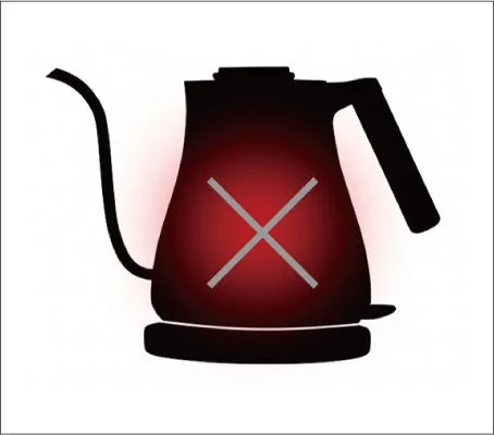 電気ケトル,ケトル,警告,禁止,使用不可,バツ印,赤,家電,調理器具,注意