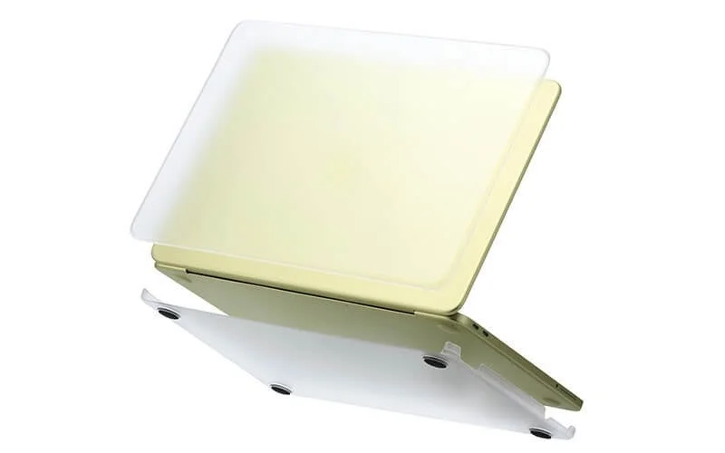 Gold MacBook with clear case