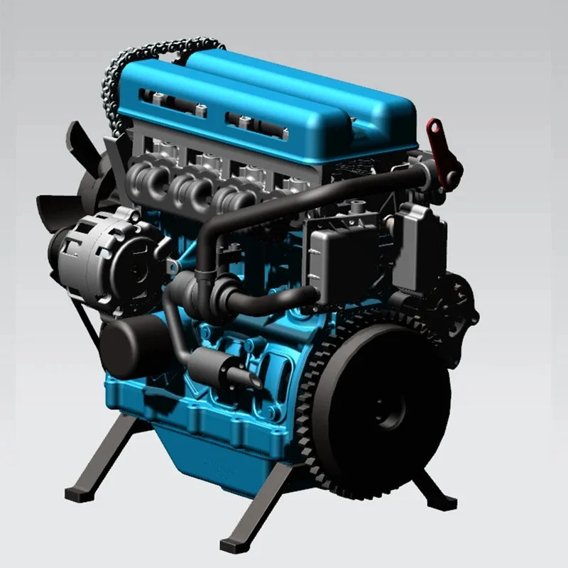 Blue Engine Block 3D Model