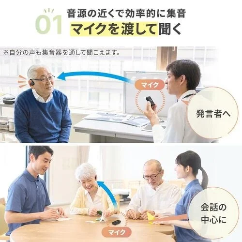 Handing over the remote microphone for clearer conversation