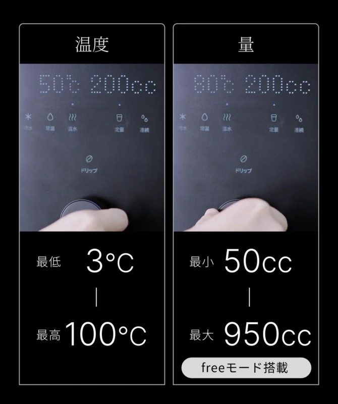 Cold water temperature and volume settings