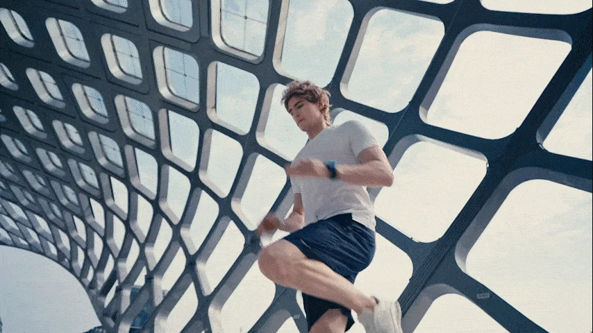 Man running with smartwatch