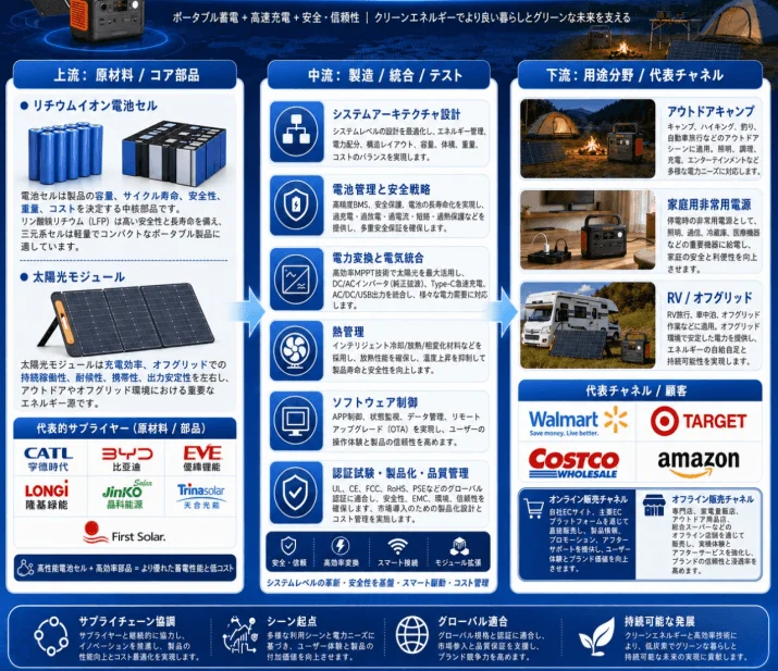 Industry Chain of Consumer Solar Portable Power Supplies