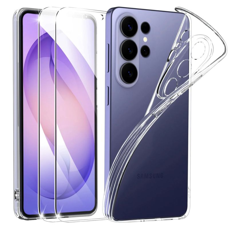 Samsung Galaxy Smartphone with Clear Case and Films
